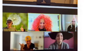 5 students with costumes during zoom leasson